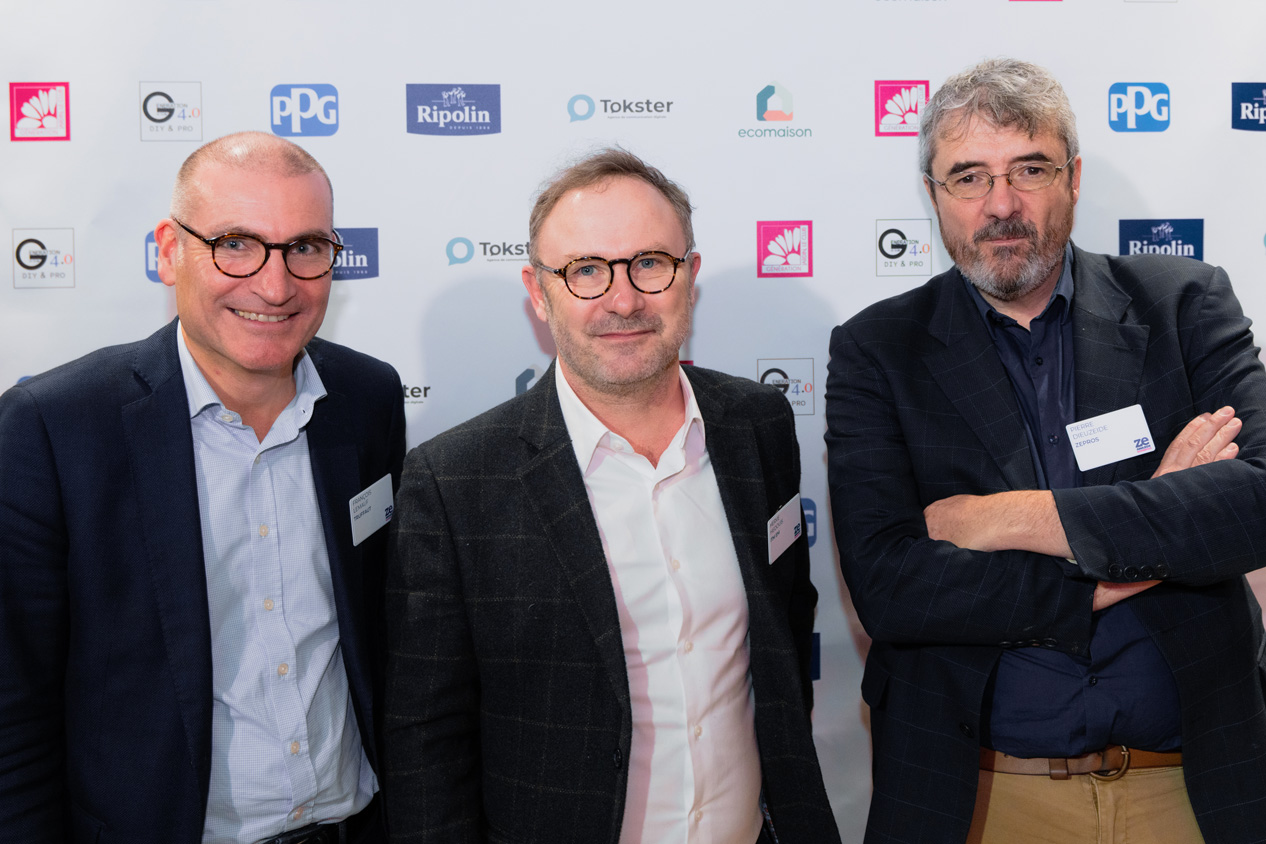 Francois Lemauf ,Directeur Offre / Achats Truffaut, Hervé Hedouis, directeur  commercial ITM Equipement de la maison  et Pierre Dieuzeide, rédacteur en chef de Zepros Habitat